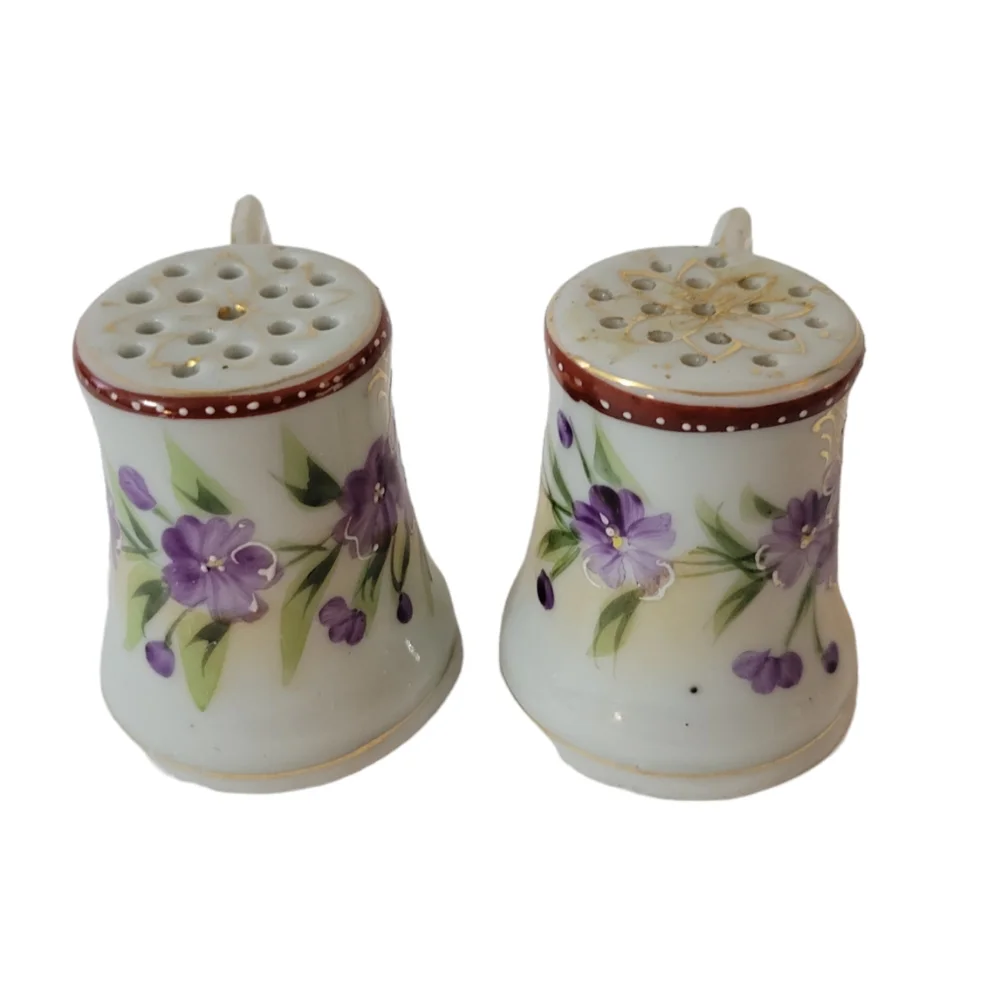 Vintage Handpainted Porcelain Salt Pepper Shaker Set